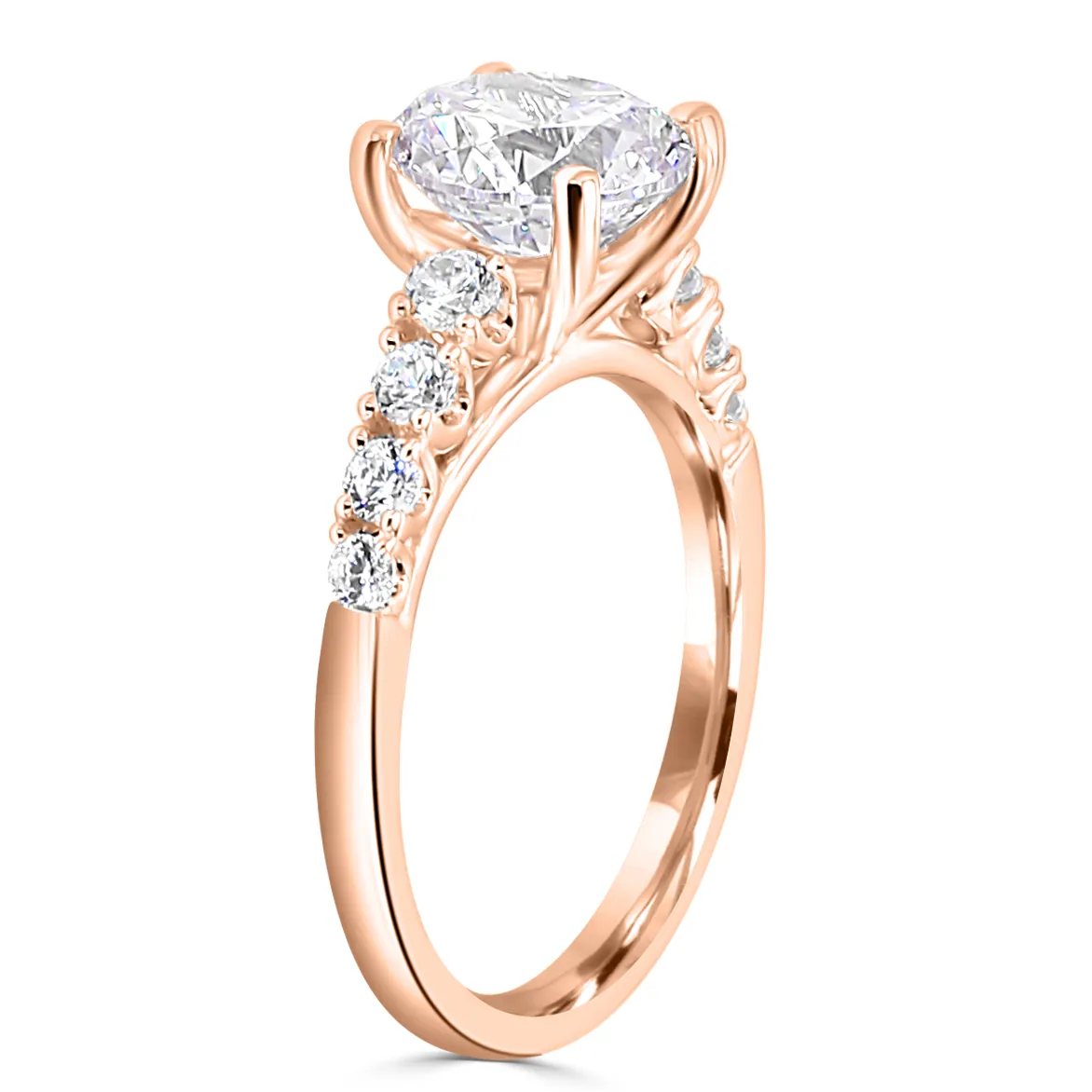 Rose Gold Beautiful and Glamorous Side Stone Diamond Engagement Ring jewelry Wabash avenue