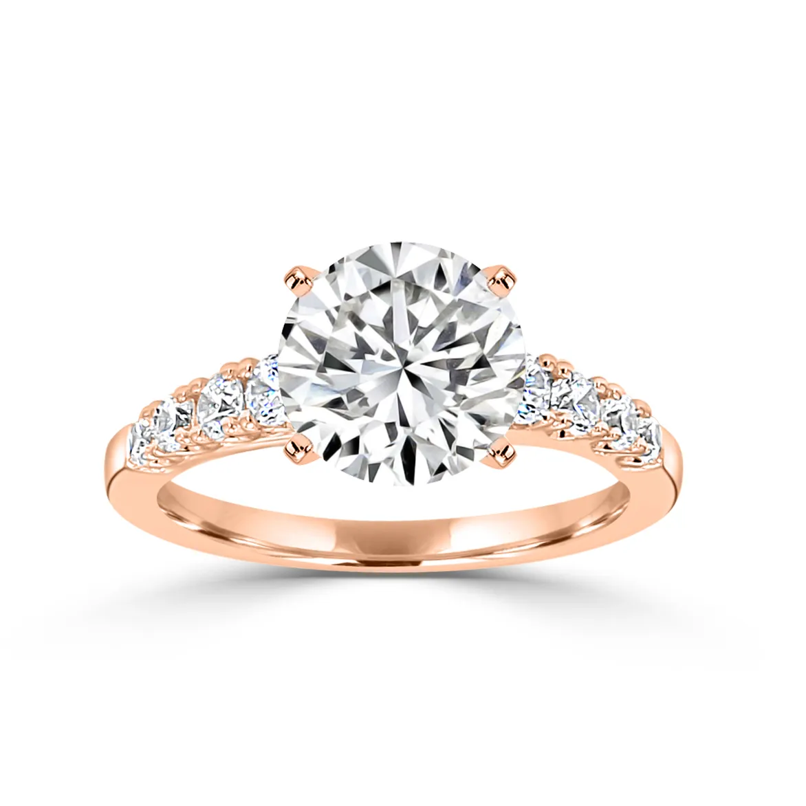 Rose Gold Beautiful and Glamorous Side Stone Diamond Engagement Ring