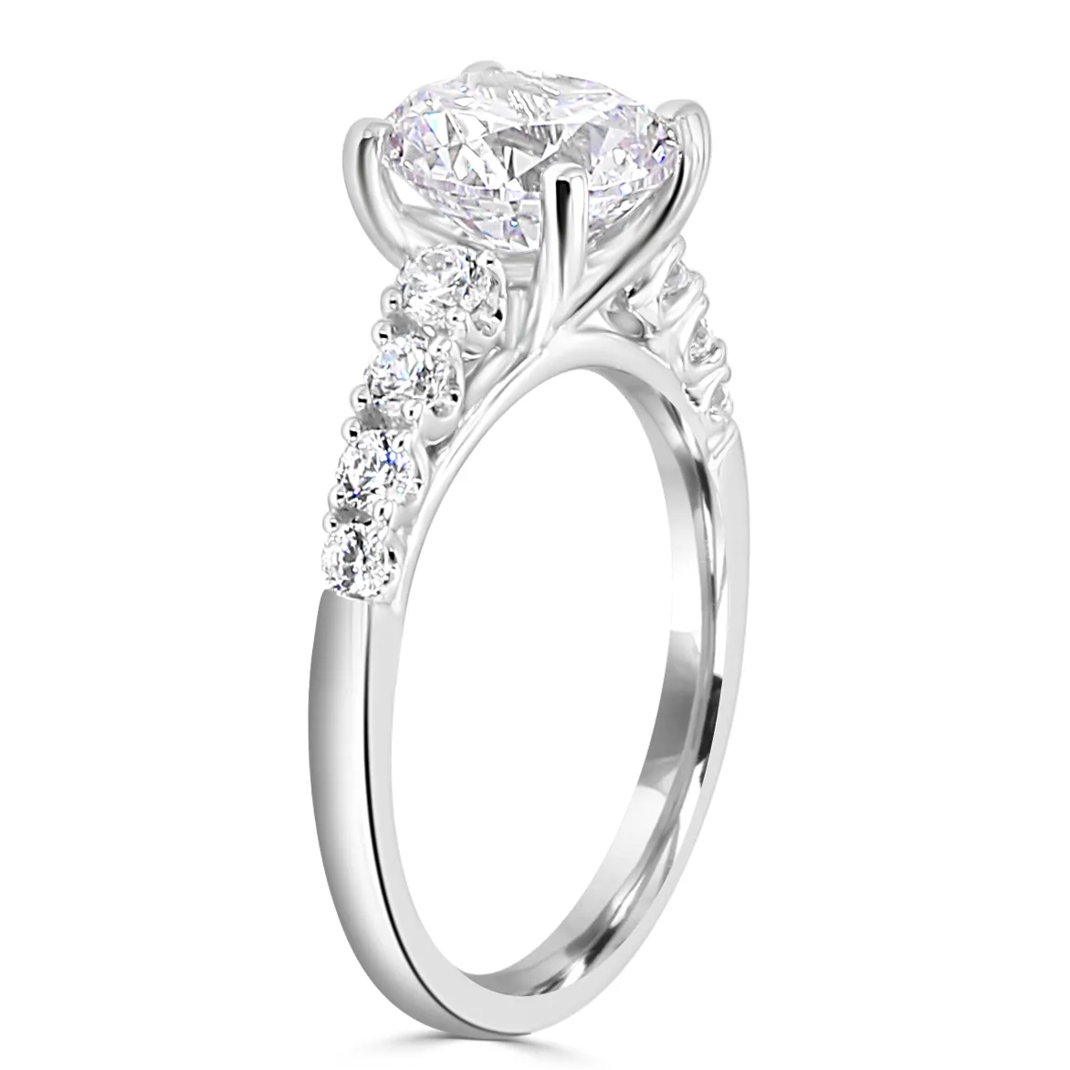 White Gold Beautiful and Glamorous Side Stone Diamond Engagement Ring jewelry Wabash avenue