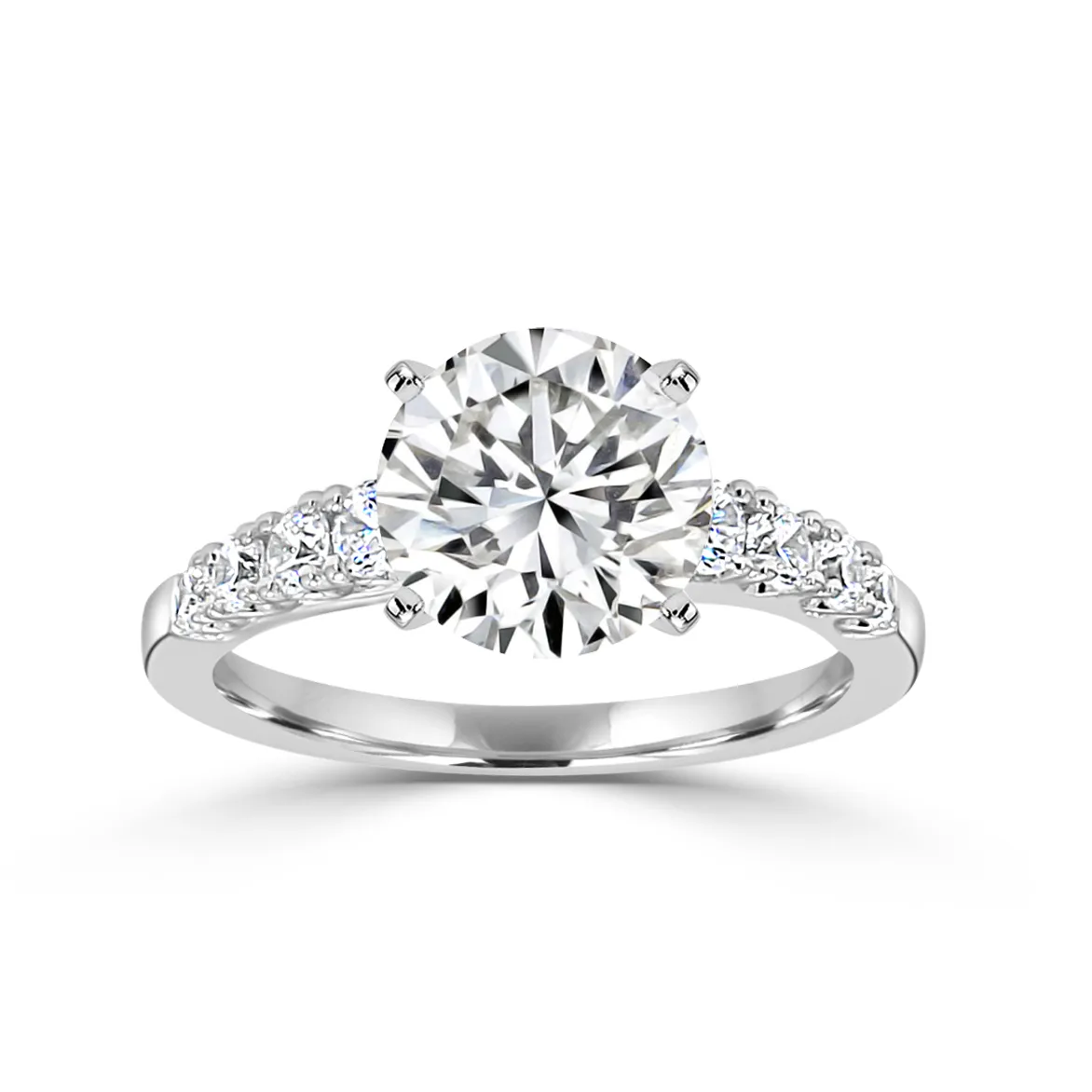 White Gold Beautiful and Glamorous Side Stone Diamond Engagement Ring