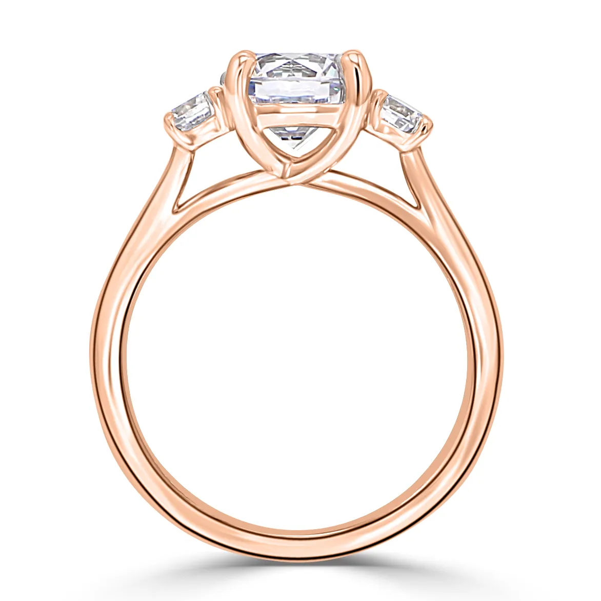 Rose Gold Classic Trellis Three Stone Engagement Ring jewelry store near me