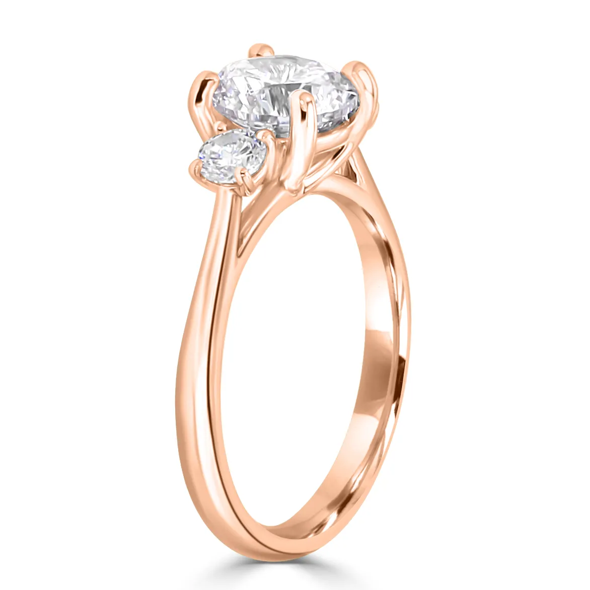 Rose Gold Classic Trellis Three Stone Engagement Ring jewelry Wabash avenue