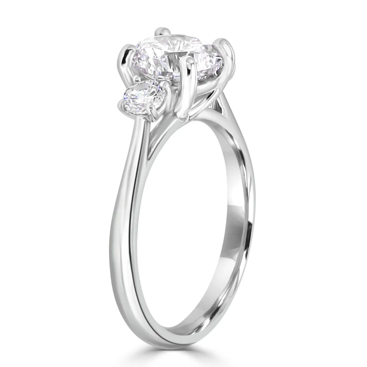 White GoldClassic Trellis Three Stone Engagement Ring jewelry Wabash avenue