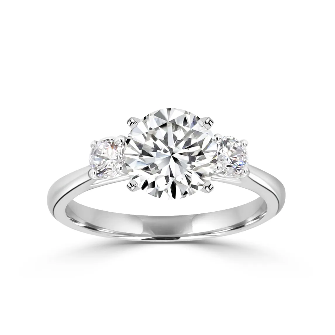 White Gold Classic Trellis Three Stone Engagement Ring