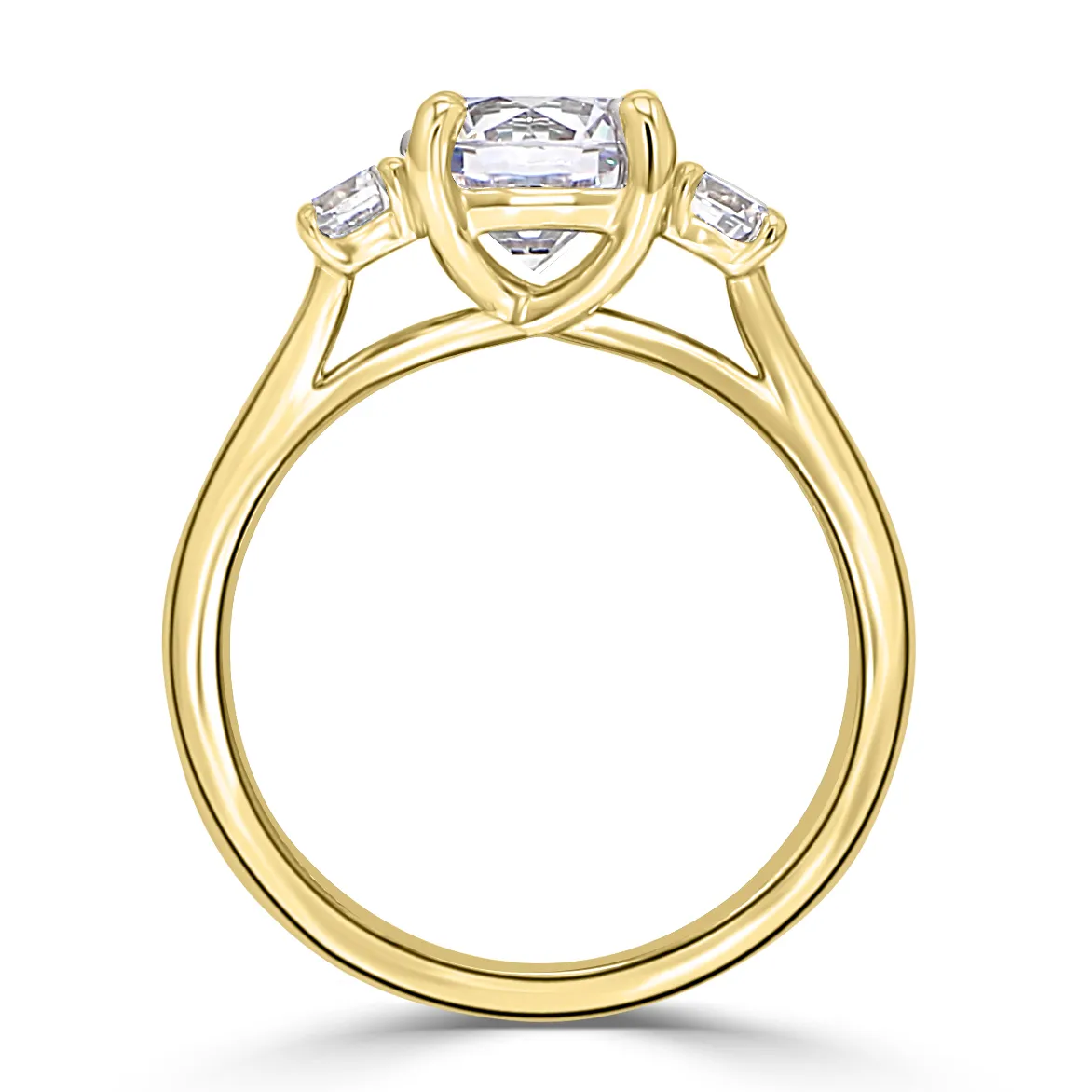 Yellow Gold Classic Trellis Three Stone Engagement Ring jewelry store near me