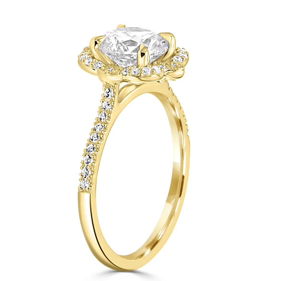 Yellow Gold Vintage Meets Modern Unique Halo Engagement Ring jewelry Wabash avenue