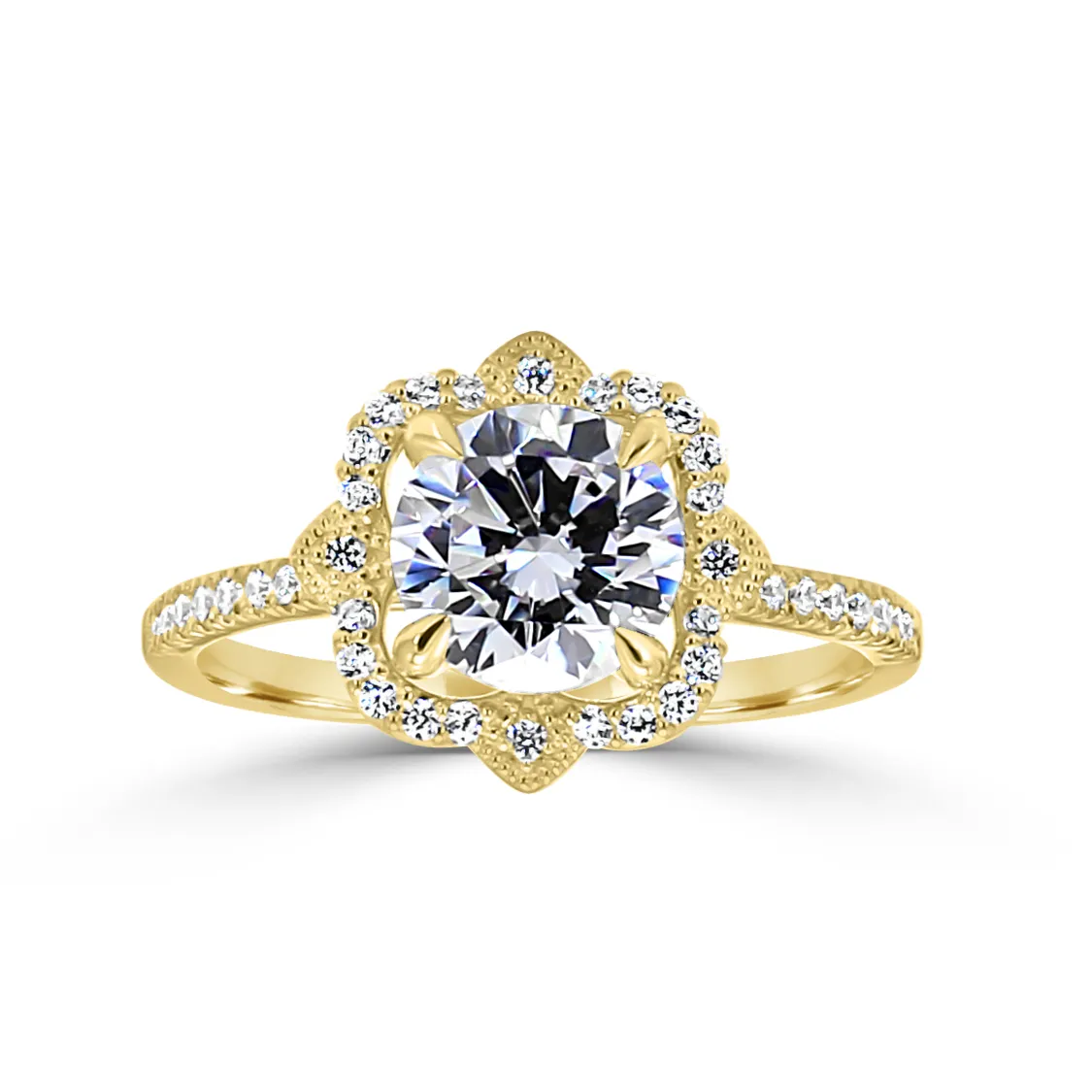 Yellow Gold Vintage Meets Modern Unique Halo Engagement Ring