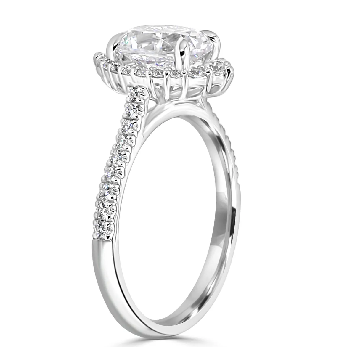 Platinum Beautifully and Uniquely Arched Halo Diamond Ring jewelry Wabash avenue