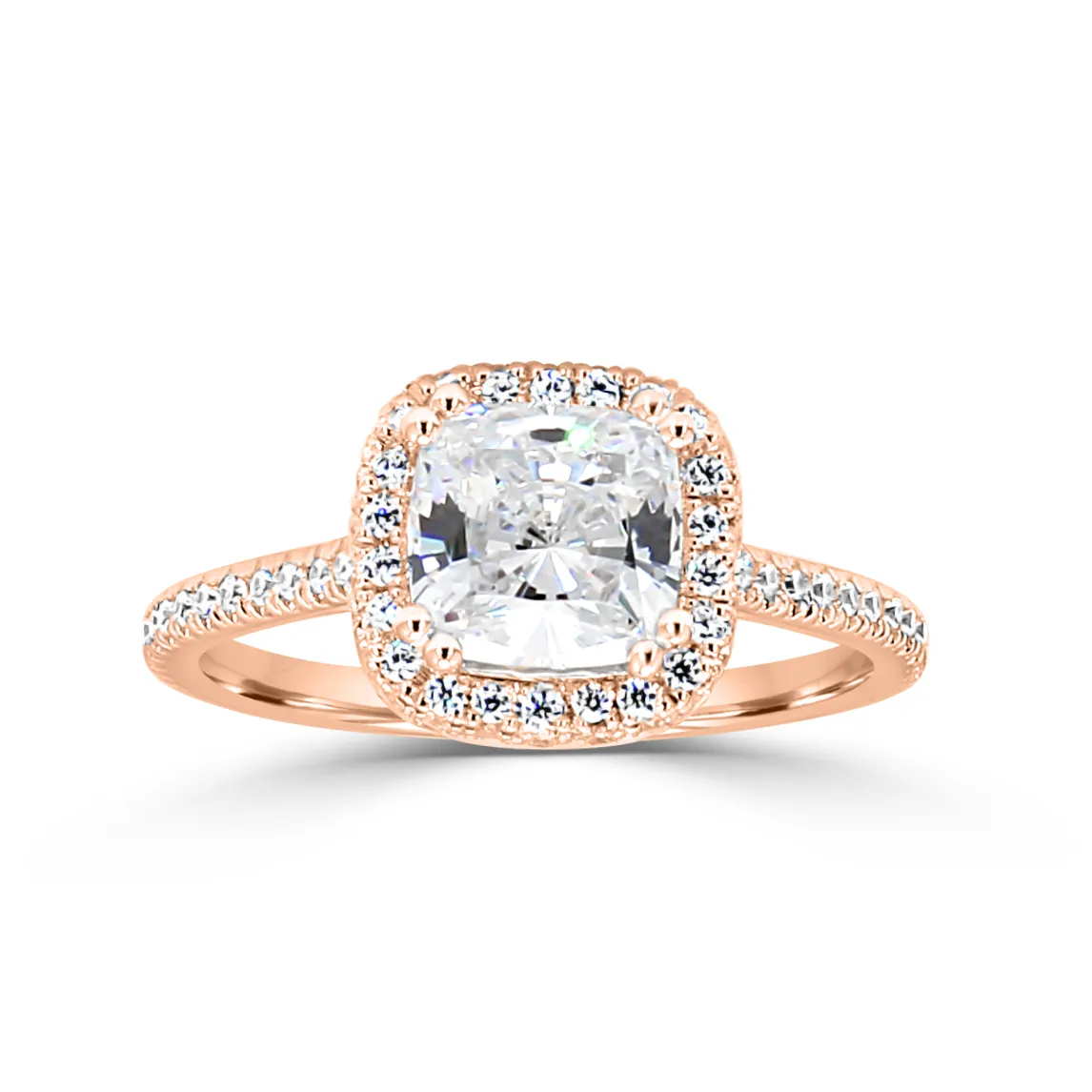 Rose Gold Elegant French Pave Set Diamond Ring