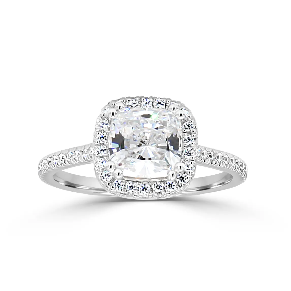 White Gold Elegant French Pave Set Diamond Ring