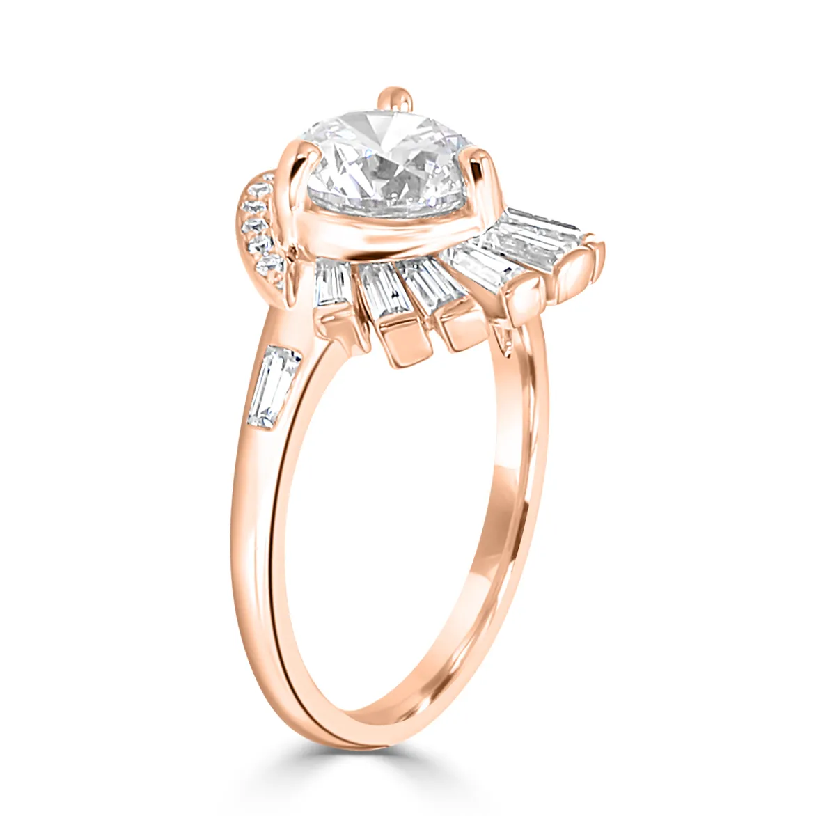 Rose Gold Spectacular and Unique Art Deco Vintage Engagement Ring jewelry Wabash avenue