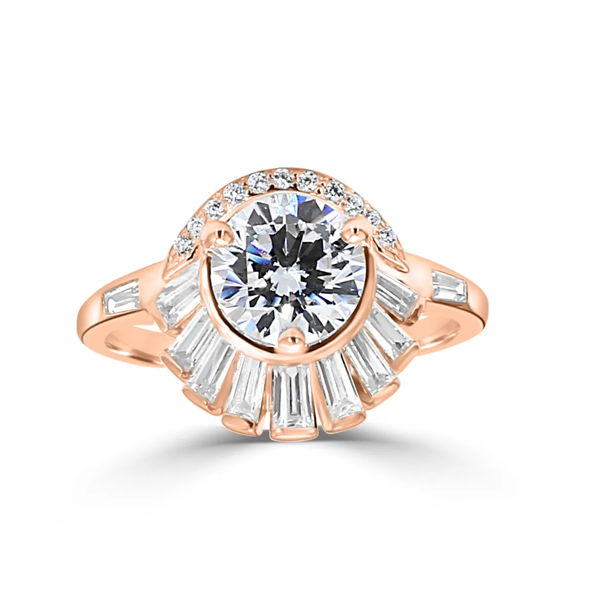 Rose Gold Spectacular and Unique Art Deco Vintage Engagement Ring