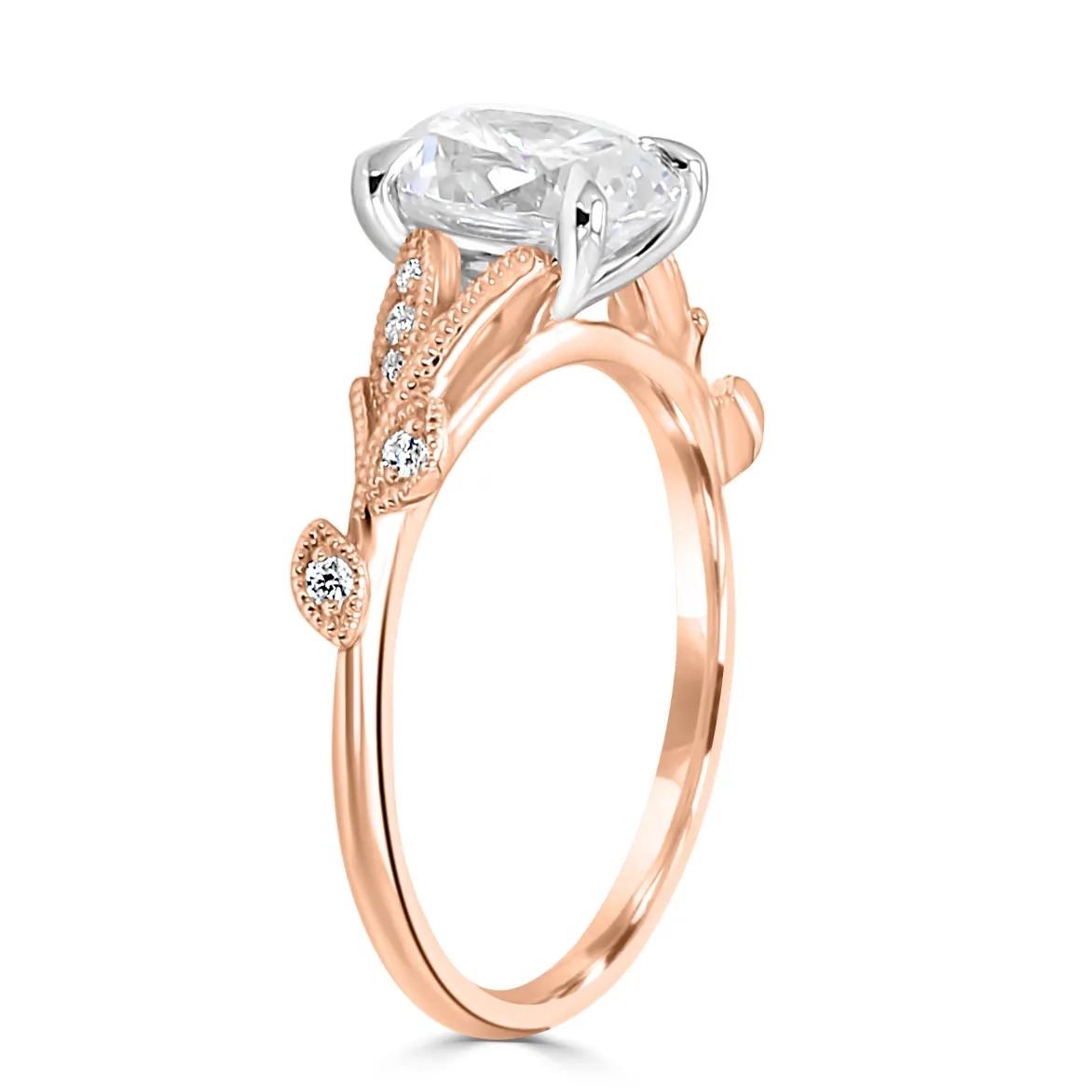 Rose Gold Romantic and Unique Two Tone Engagement Ring jewelry Wabash avenue