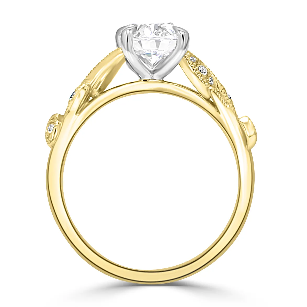 Yellow Gold Romantic and Unique Two Tone Engagement Ring jewelry store near me