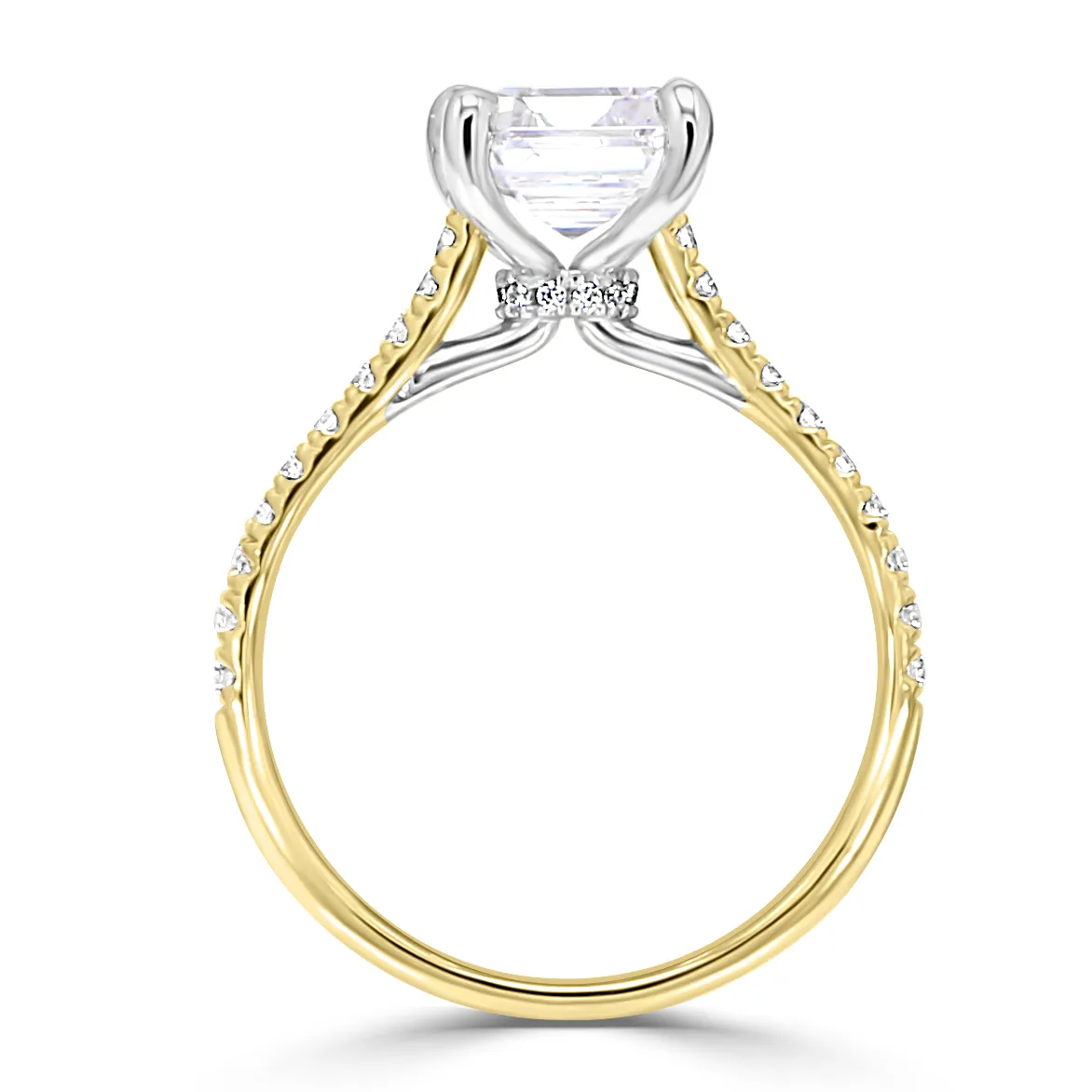 Yellow Gold Beautiful and Unique Two Tone Hidden Halo Engagement Ring jewelry store near me