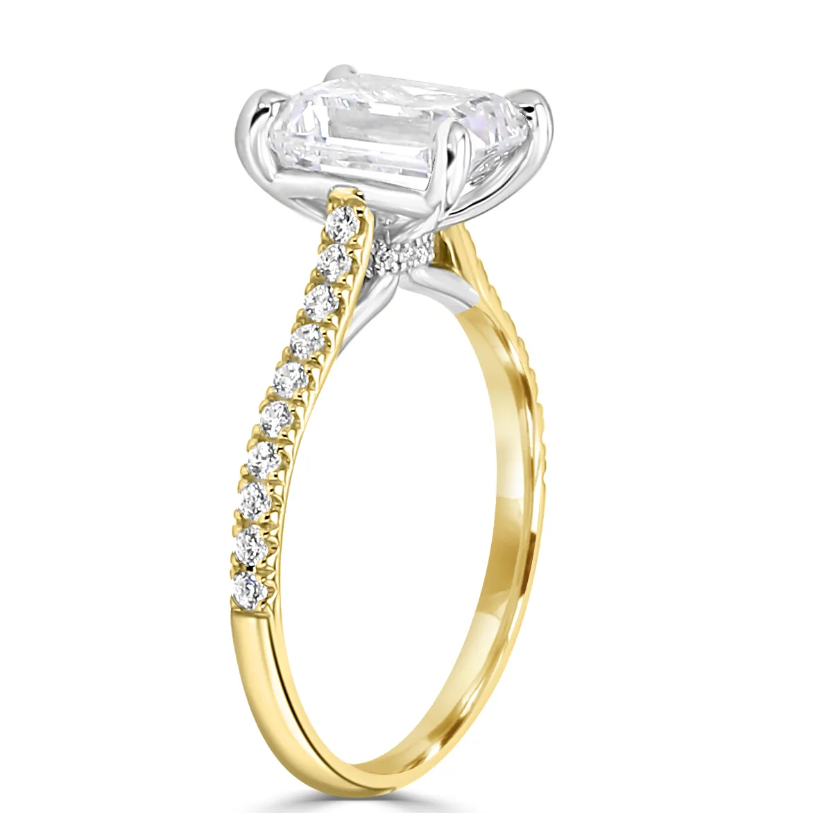 Yellow Gold Beautiful and Unique Two Tone Hidden Halo Engagement Ring jewelry Wabash avenue