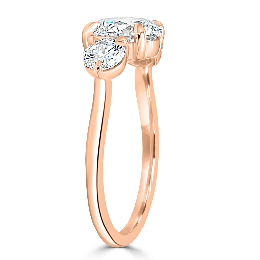 Rose Gold 3-Stone Floating Profile Engagement Ring jewelry Wabash avenue