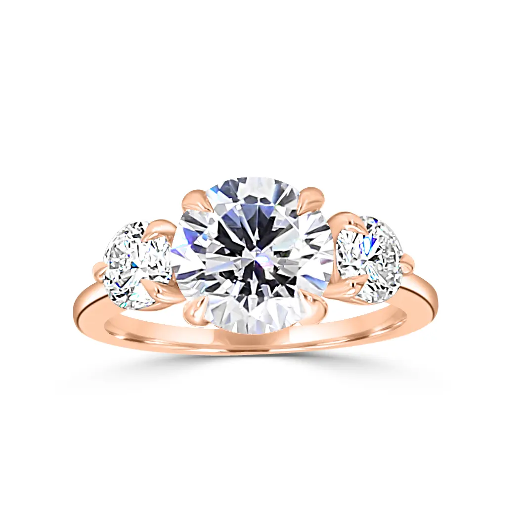 Rose Gold 3-Stone Floating Profile Engagement Ring