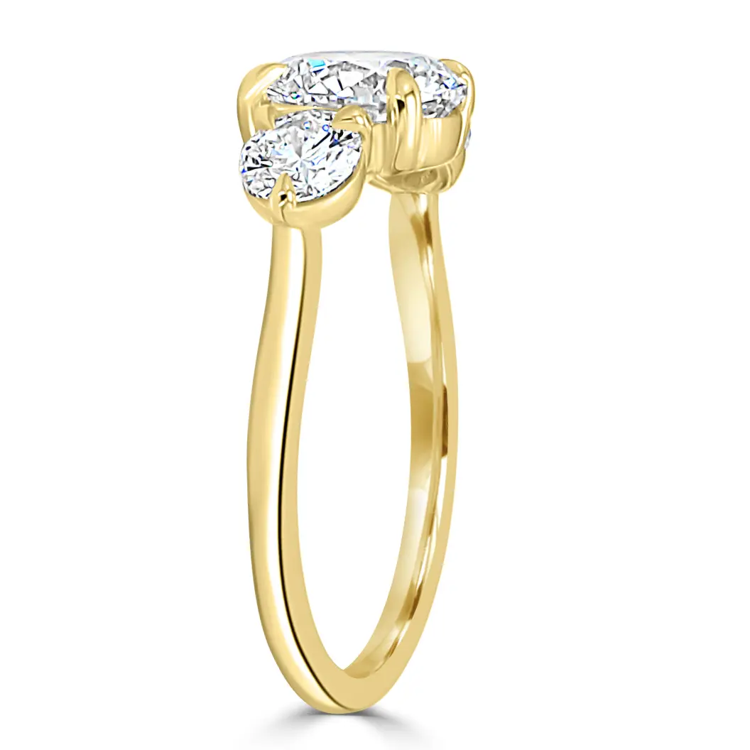 Yellow Gold 3-Stone Floating Profile Engagement Ring jewelry Wabash avenue