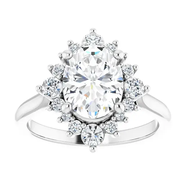 Platinum Unique and Elegant Three Prong Engagement Ring