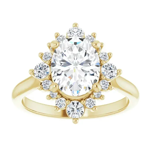 Yellow Gold Unique and Elegant Three Prong Engagement Ring