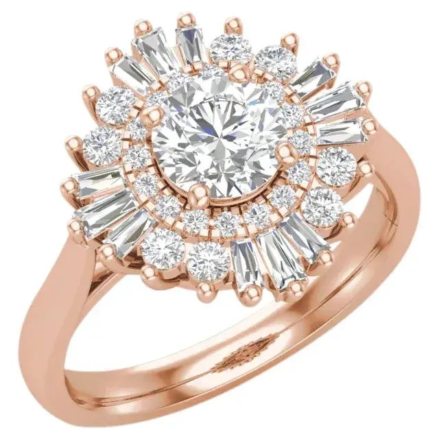 Rose Gold Ballerina Halo Engagement Ring