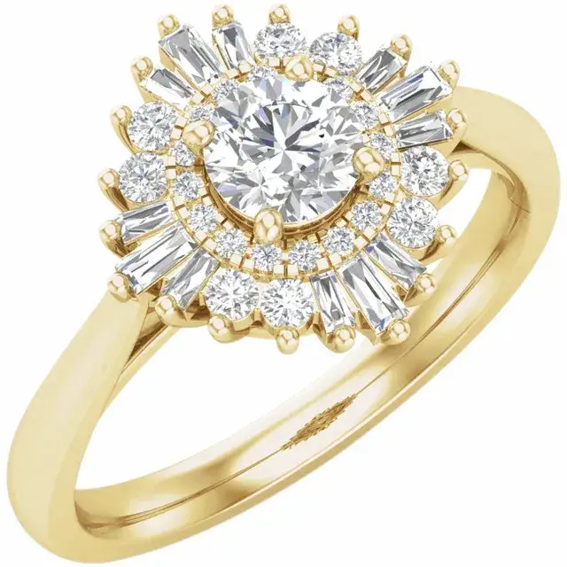 Yellow Gold Ballerina Halo Engagement Ring