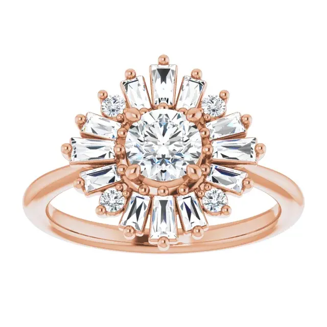Rose Gold Charming and Elegant Halo Engagement Ring
