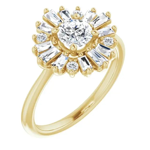 Yellow Gold Charming and Elegant Halo Engagement Ring jewelry Wabash avenue