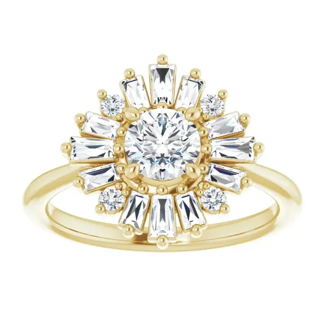 Yellow Gold Charming and Elegant Halo Engagement Ring