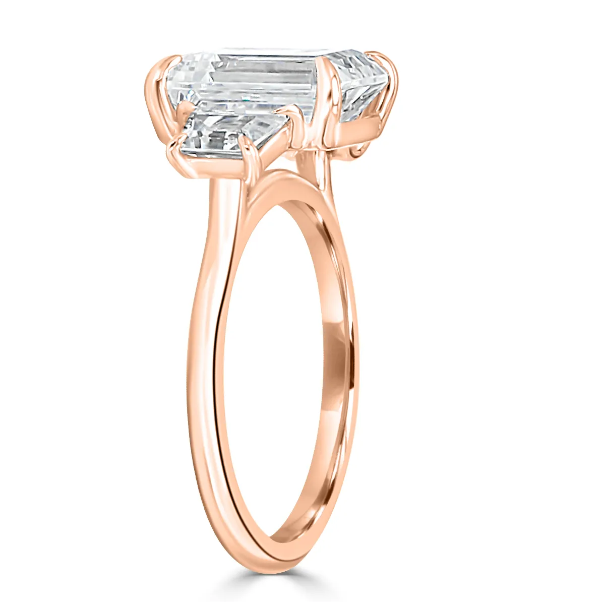 Rose Gold Timeless Three Stone Engagement Ring jewelry Wabash avenue Rose Gold Timeless Three Stone Engagement Ring jewelry Wabash avenue