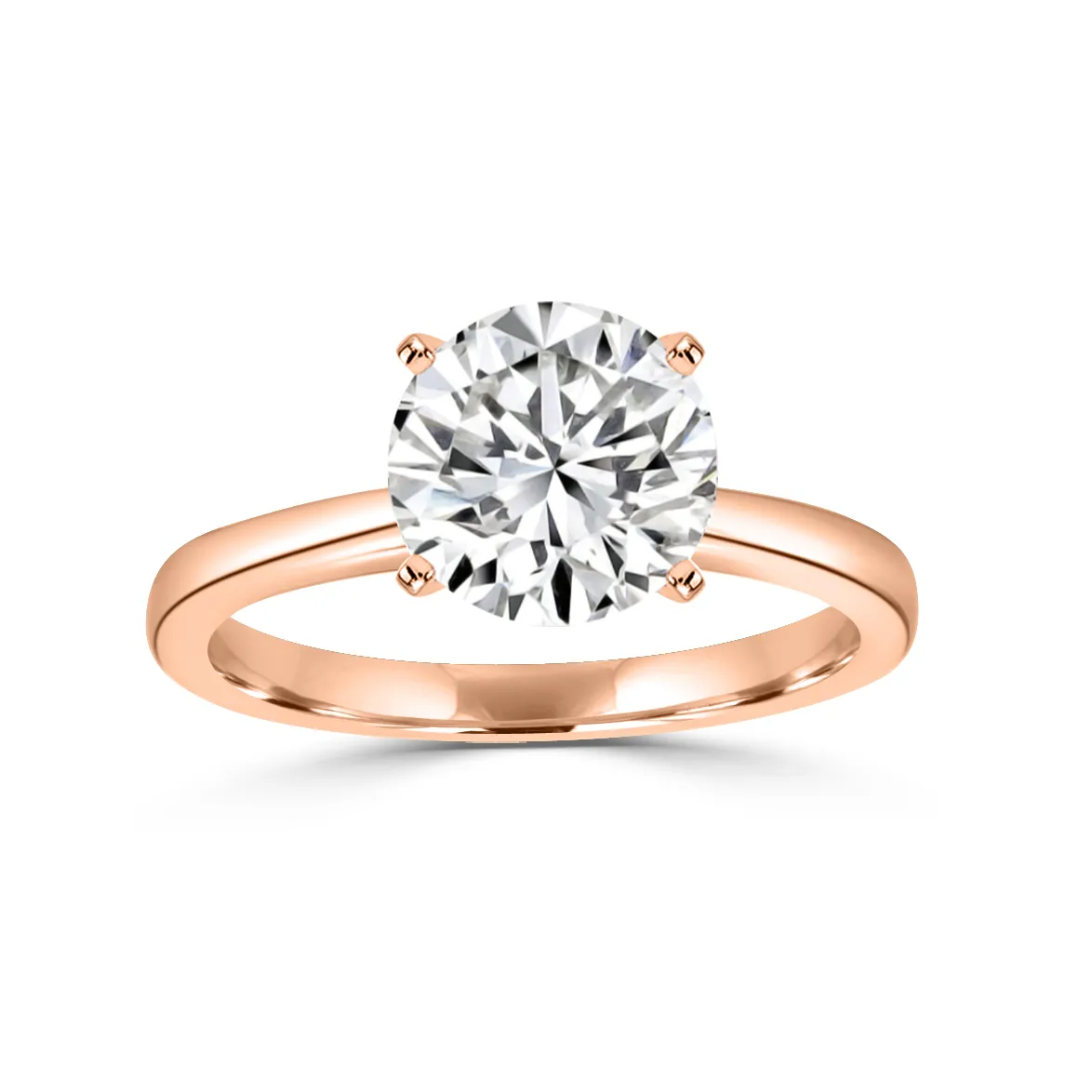 Rose Gold Simplistic and Classic Cathedral Solitaire Diamond Ring