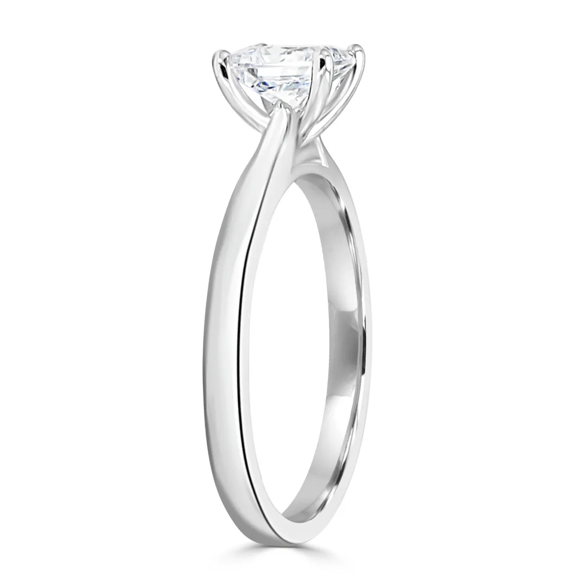 White Gold Simplistic and Classic Cathedral Solitaire Diamond Ring jewelry Wabash avenue