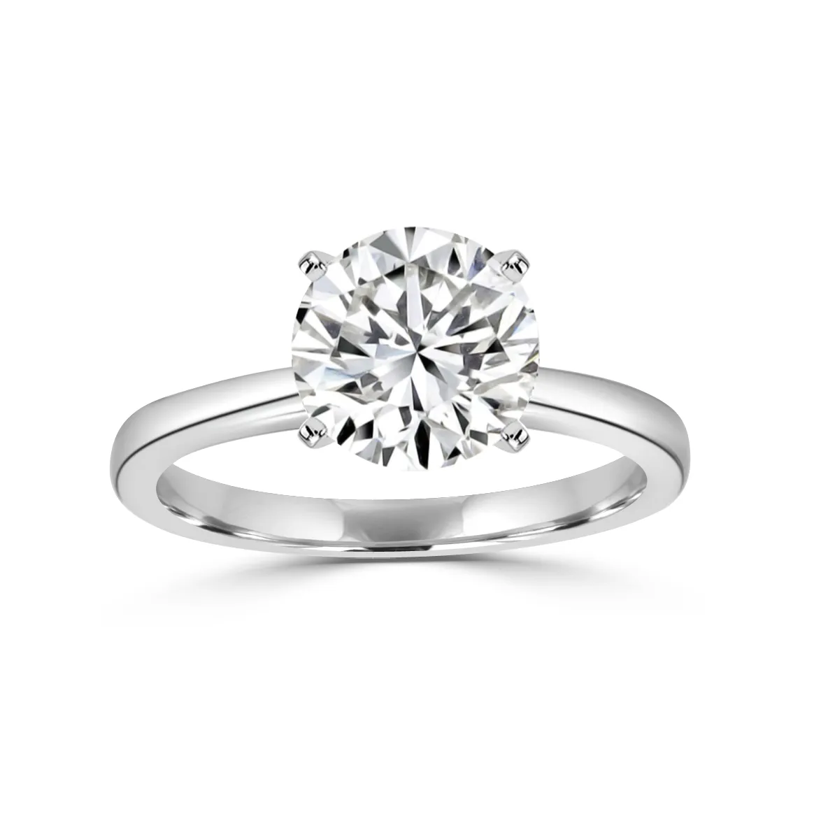 White Gold Simplistic and Classic Cathedral Solitaire Diamond Ring