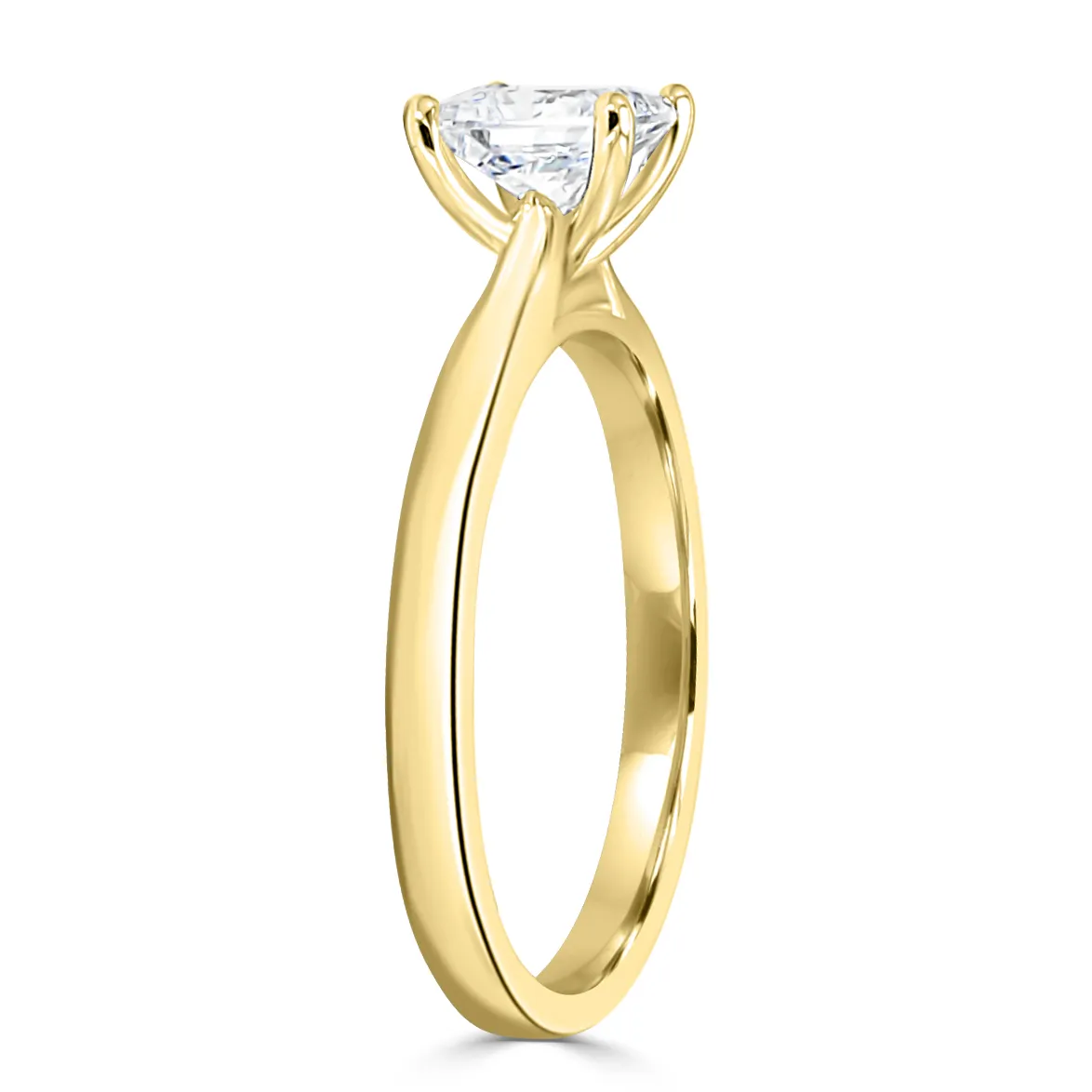 Yellow Gold Simplistic and Classic Cathedral Solitaire Diamond Ring jewelry Wabash avenue