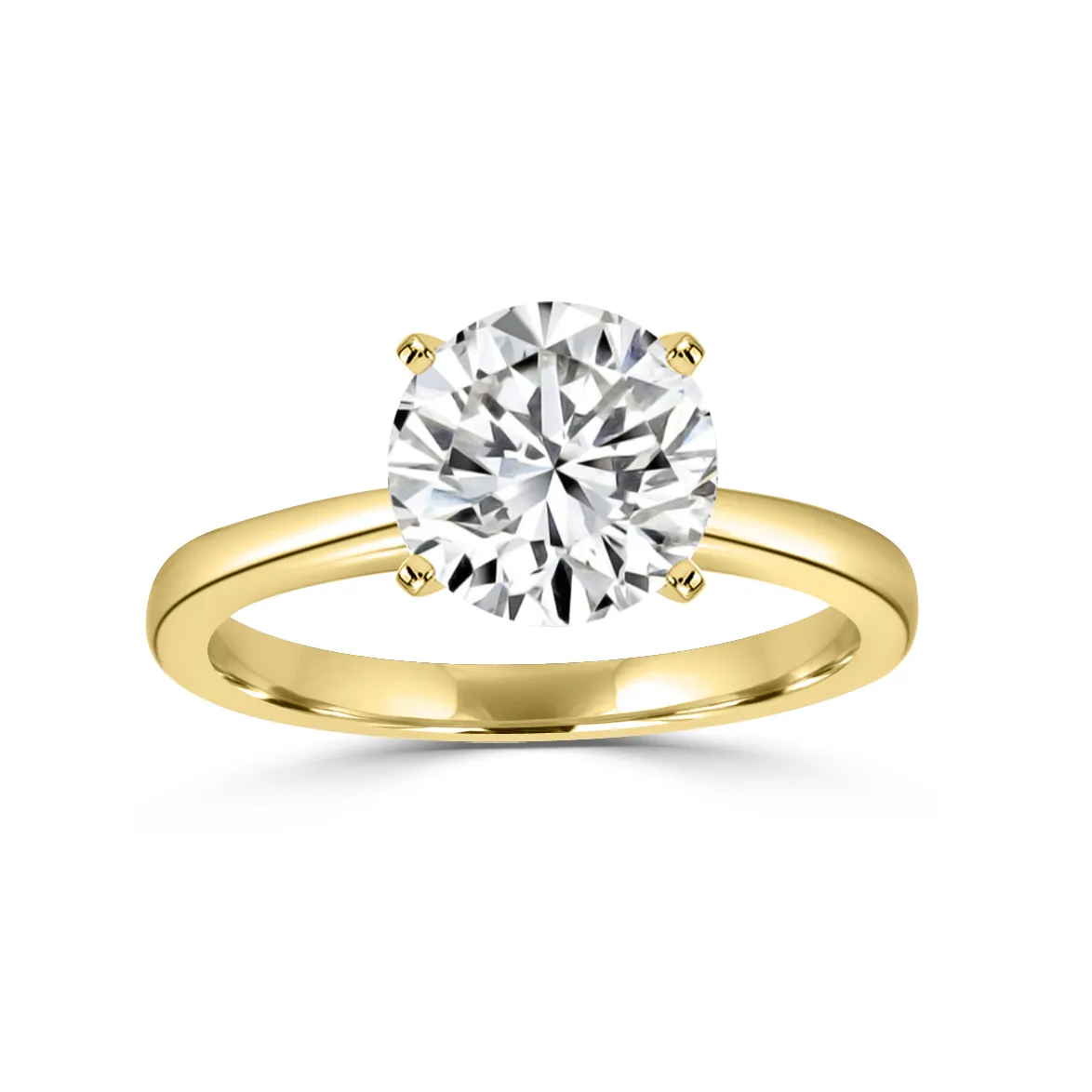 Yellow Gold Simplistic and Classic Cathedral Solitaire Diamond Ring