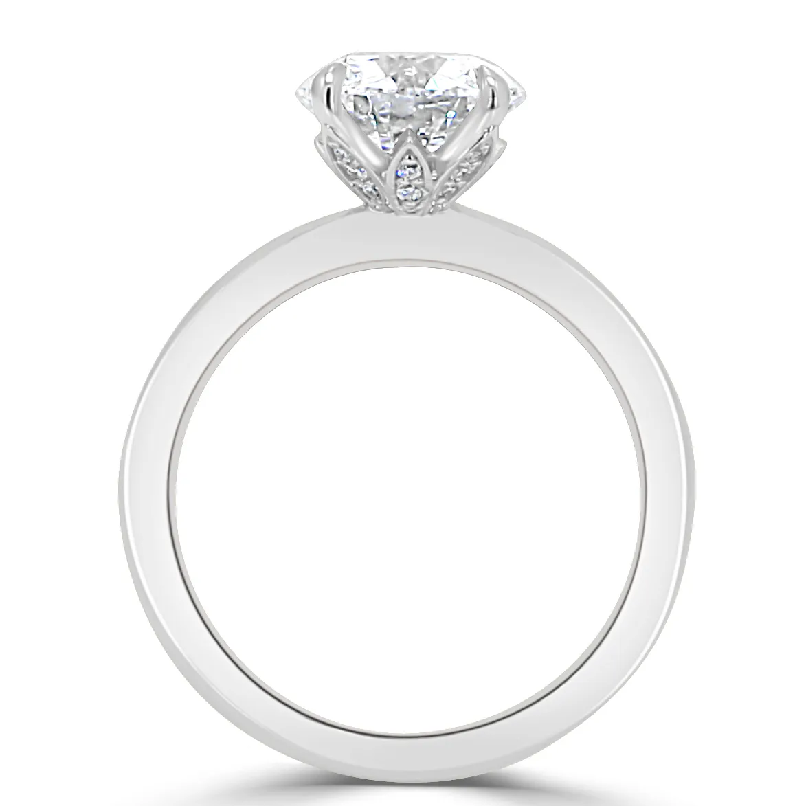 Platinum Hidden Floral Solitaire Diamond Ring jewelry store near me