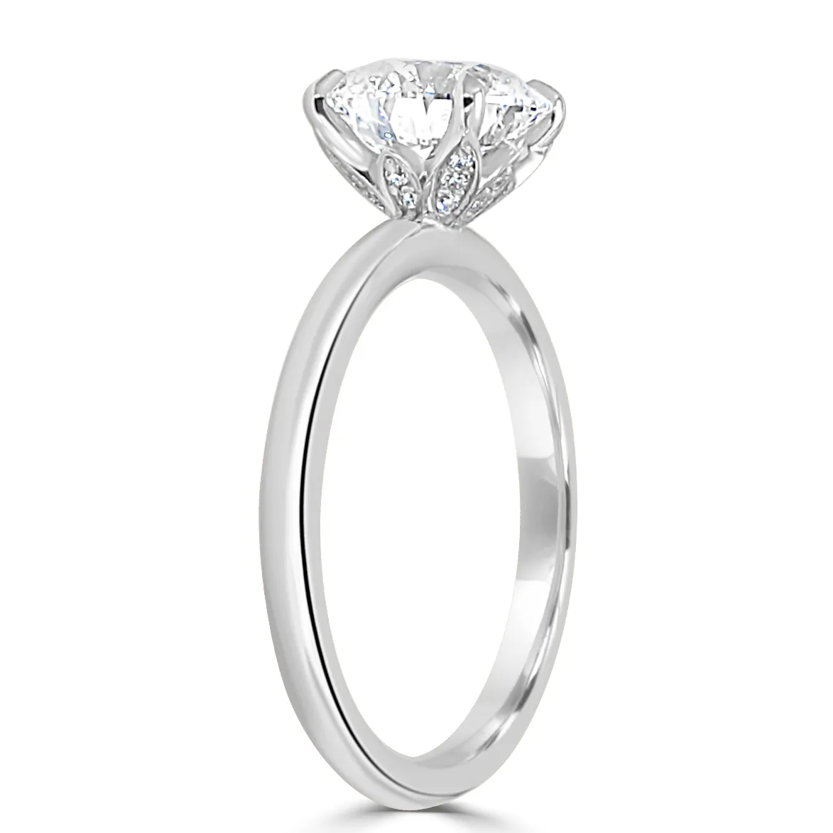 Platinum Hidden Floral Solitaire Diamond Ring jewelry Wabash avenue