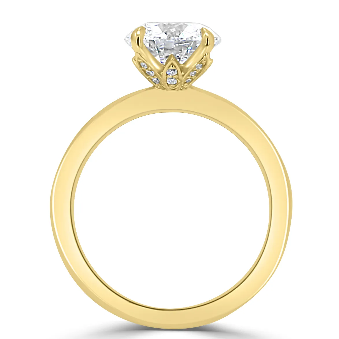 Yellow Gold Hidden Floral Solitaire Diamond Ring jewelry store near me