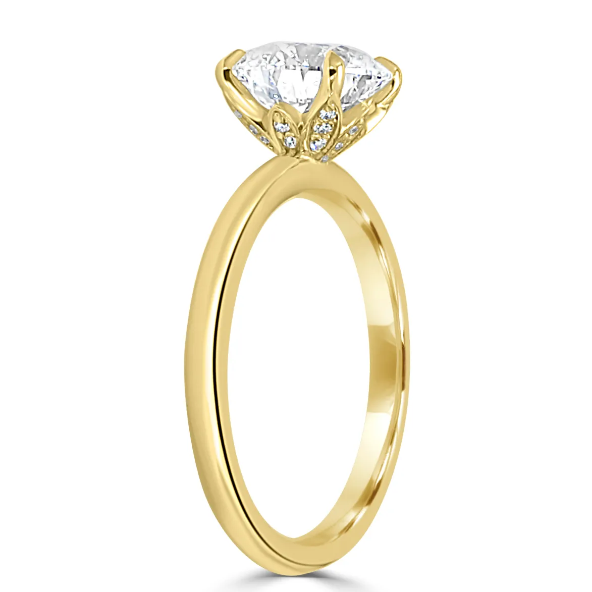 Yellow Gold Hidden Floral Solitaire Diamond Ring jewelry Wabash avenue