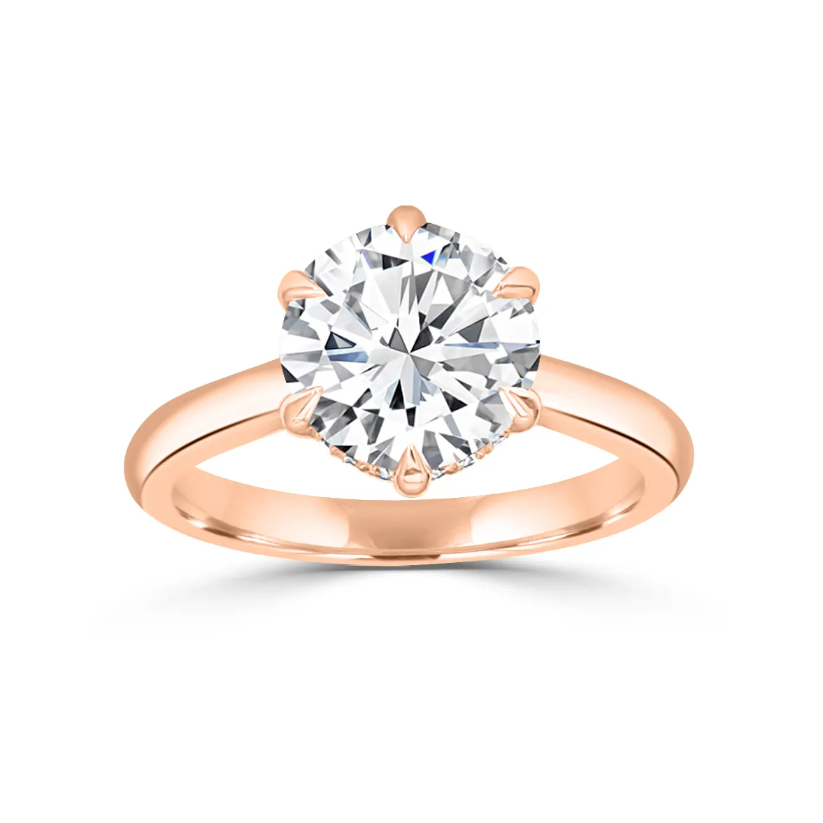 Rose Gold Solitaire Hidden Halo Engagement Ring