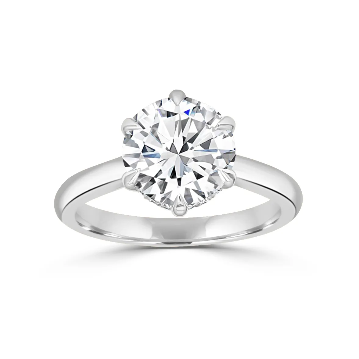 White GoldSolitaire Hidden Halo Engagement Ring