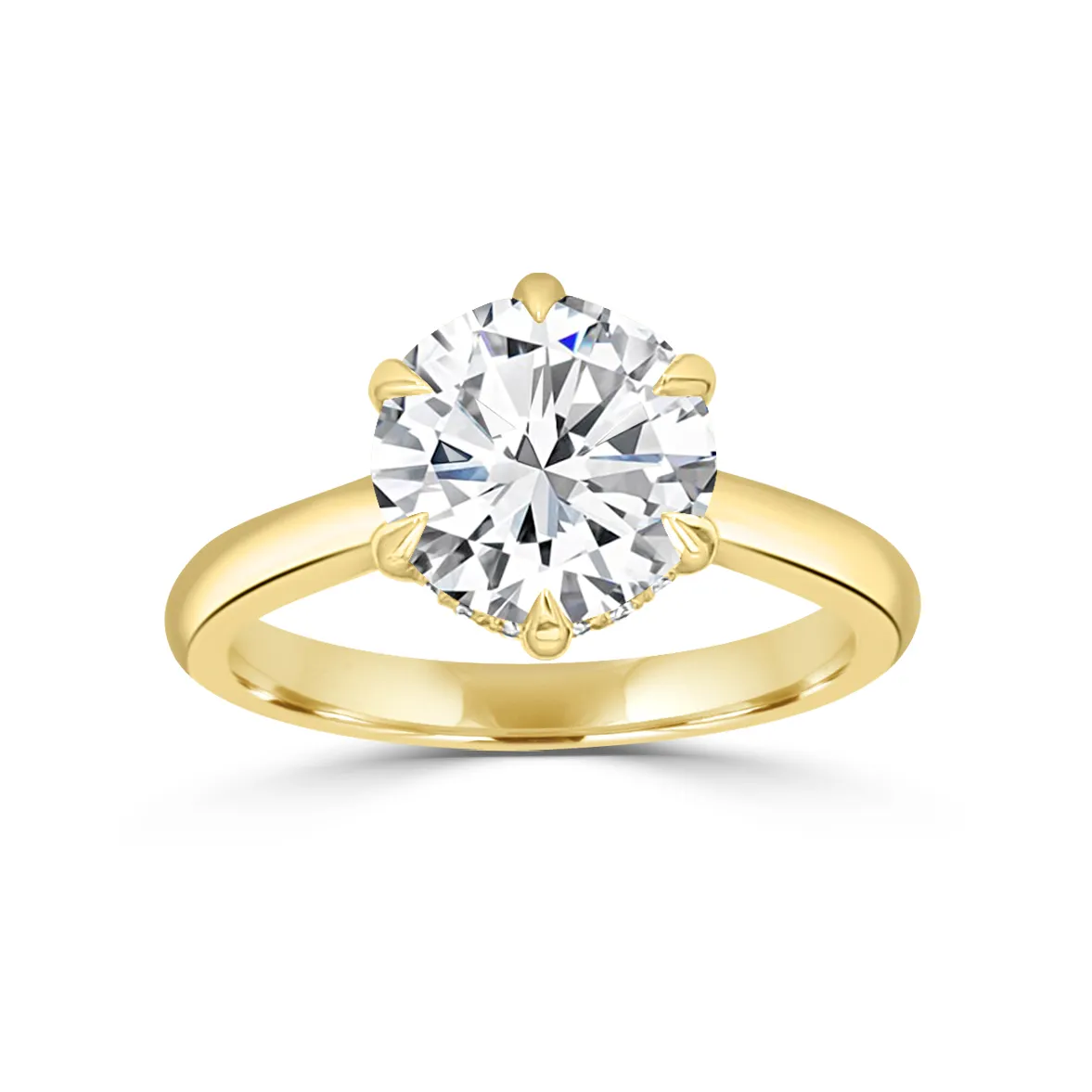 Yellow Gold Solitaire Hidden Halo Engagement Ring