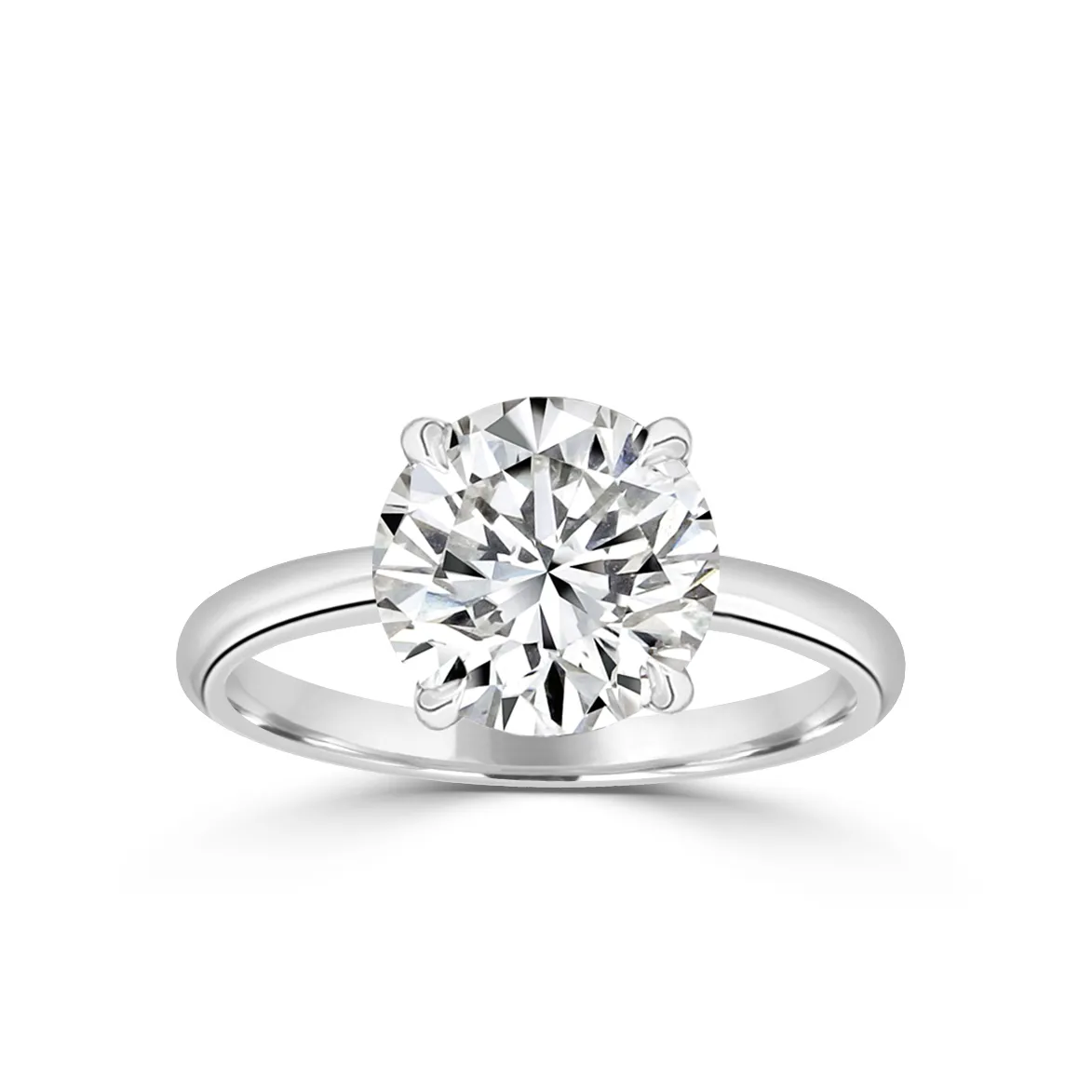 White Gold Solitaire Pave Engagement Ring