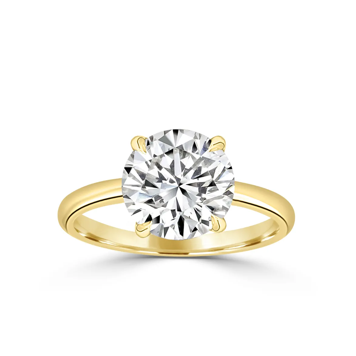 Yellow Gold Solitaire Pave Engagement Ring