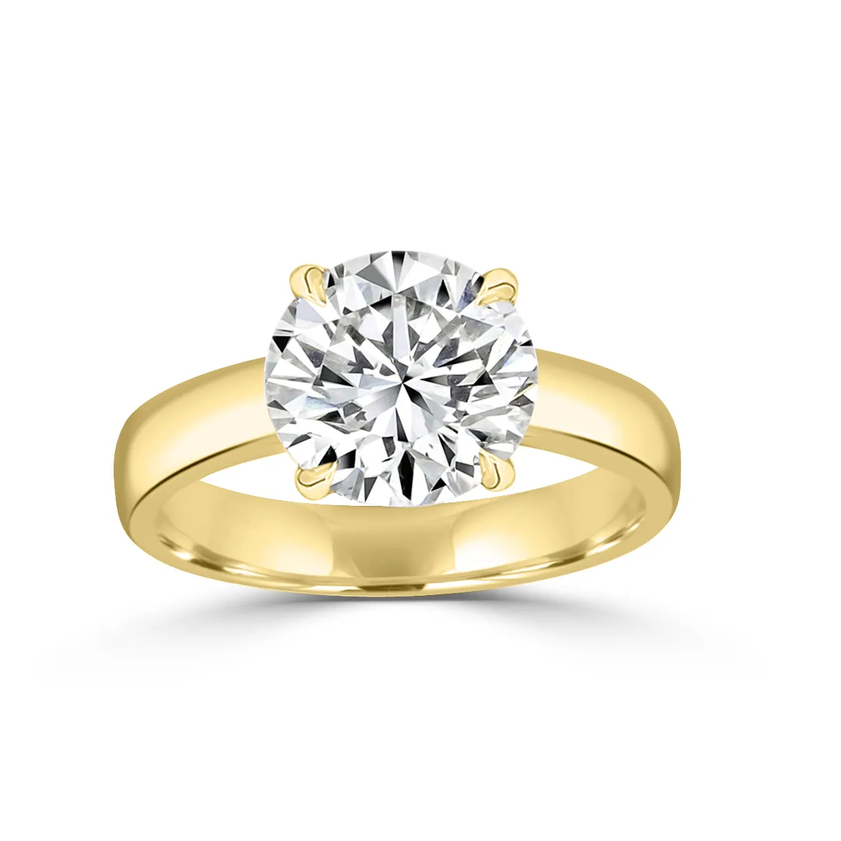 Yellow Gold Thick Band Engagement Ring