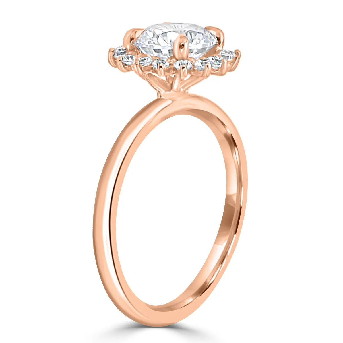 Rose Gold Sunburst Halo Engagement Ring jewelry Wabash avenue