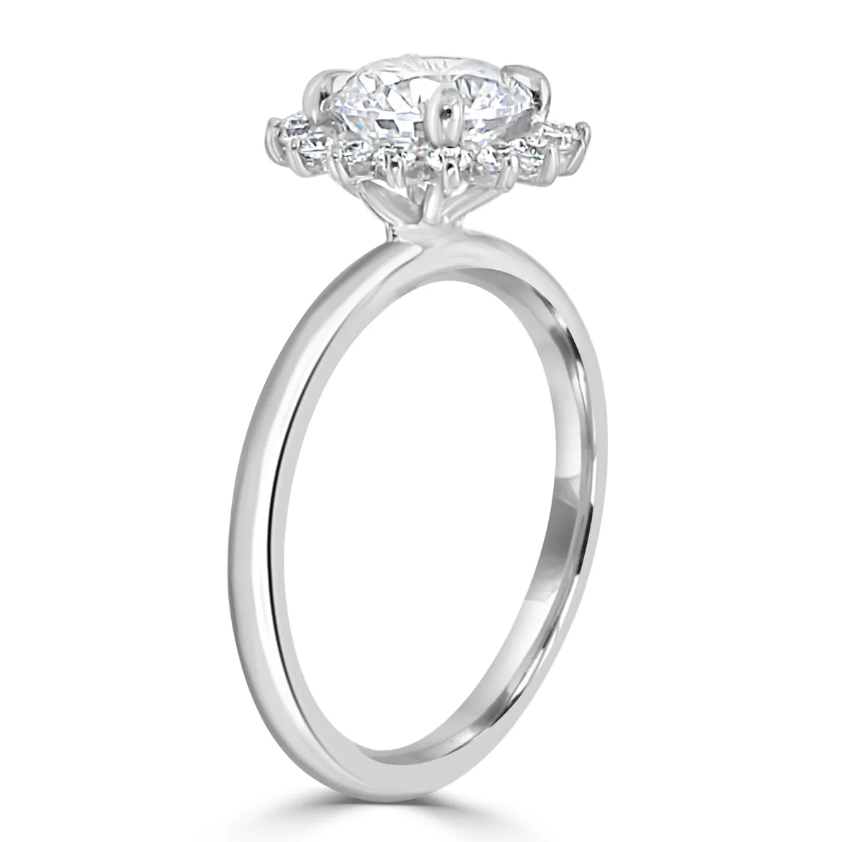 White GoldSunburst Halo Engagement Ring jewelry Wabash avenue