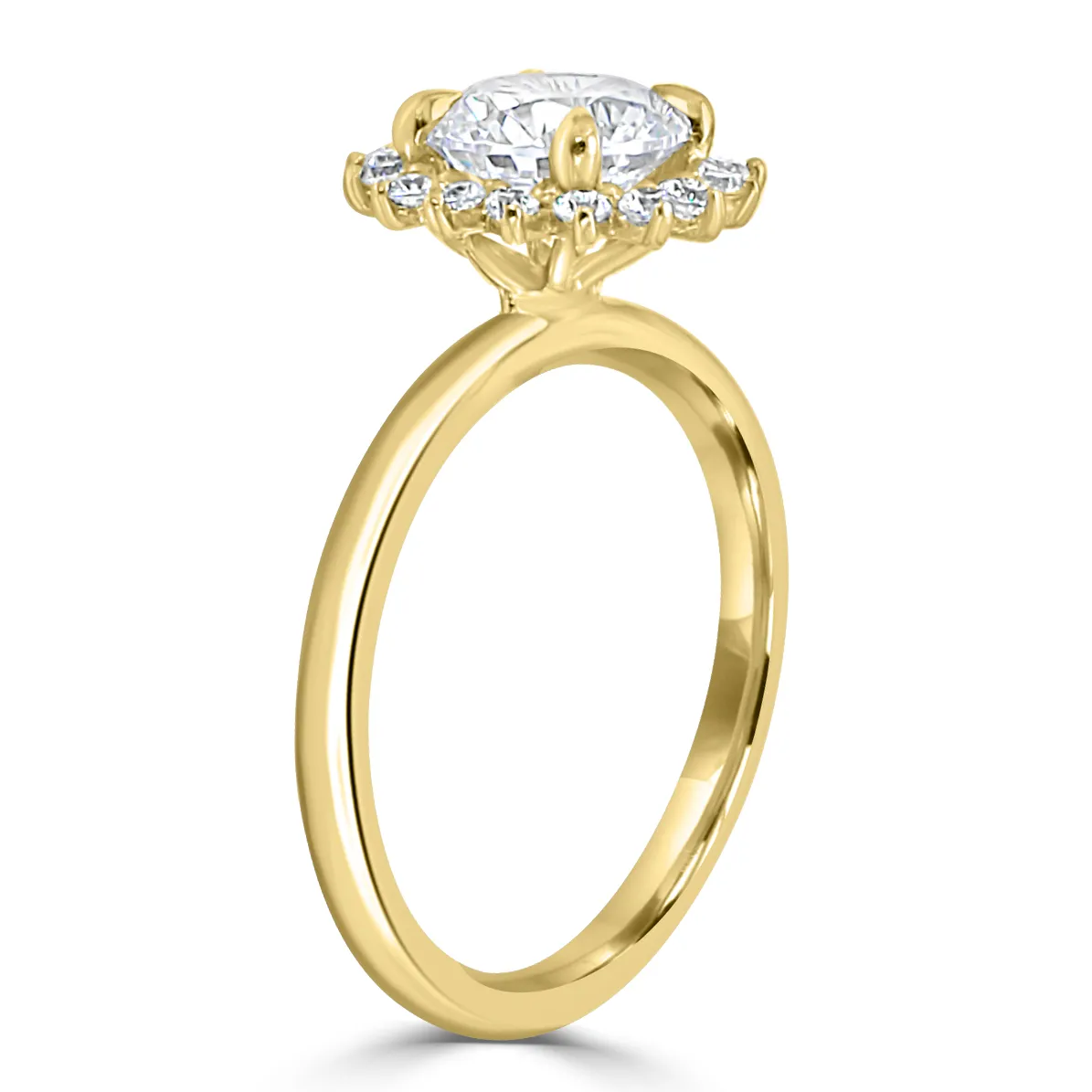 Yellow Gold Sunburst Halo Engagement Ring jewelry Wabash avenue