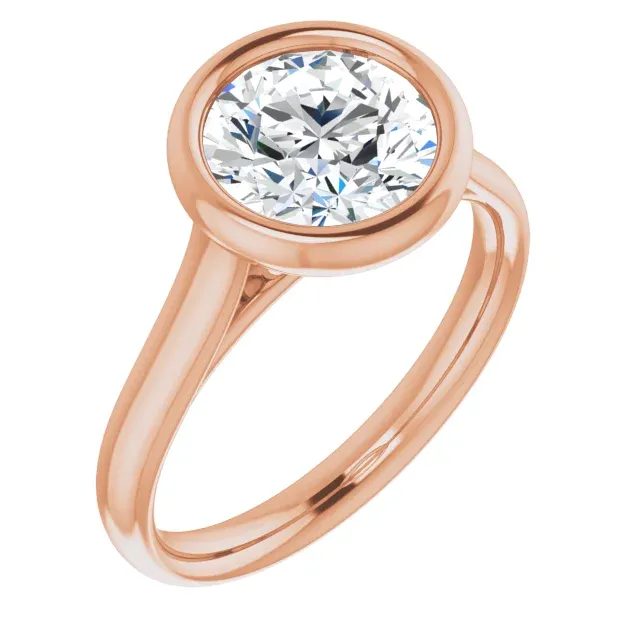 Rose Gold Bezel Solitaire Engagement Ring jewelry Wabash avenue